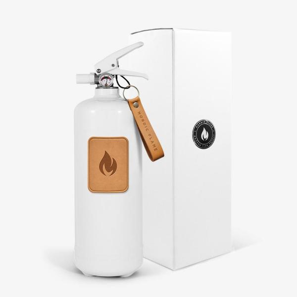 Design Feuerlöscher weiß 2 kg - Hellbraunes Leder